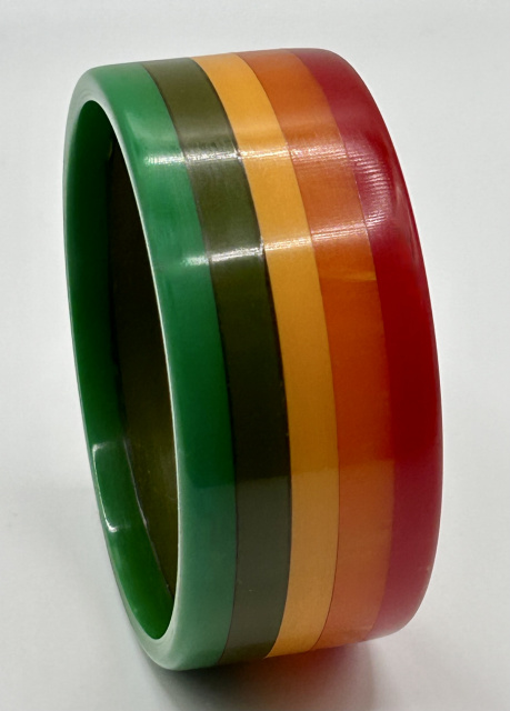AB13 Moe wide rainbow stripe bakelite bangle