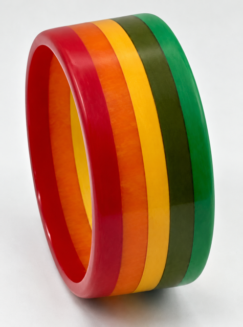 AB13 Moe wide rainbow stripe bakelite bangle