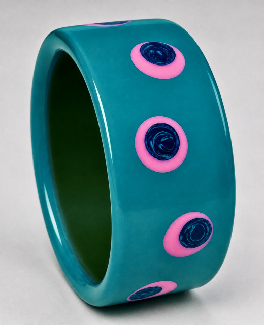 APK22 Atelier Papillon turquoise with pink/bluemoon voyeur dots