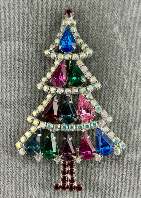 CHR11 Hobe pear rhinestone xmas tree pin