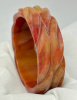 AB227 Elfrink carved bakelite bangle in rare marbled color