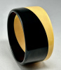 AB131 Dombek black and yellow diagonal laminate bakelite bangle