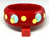 AB110 K Kronimus wide red with yellow & turquoise dots bakelite bangle