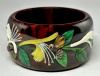 AB137 Brad Elfrink inlaid honeysuckle vine & honey bees bakelite bangle