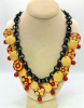1960s Charles Elkaim red with cream bakelite injected dots necklace