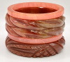 AB227 Elfrink carved bakelite bangle in rare marbled color