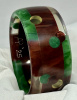 AP14 brickwork and dots bakelite bangle in spinach, marbled mahogany and applejuice