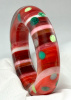 AP17 showstopper red laminated stripes and dots bakelite bangle 
