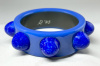 APK6 Atelier Papillon blue bakelite bangle with speckled glass cabochons