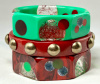 AP28 marbled red octagon bakelite bangle with glitter dots