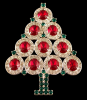 Hobe red oval rhinestone xmas tree pin